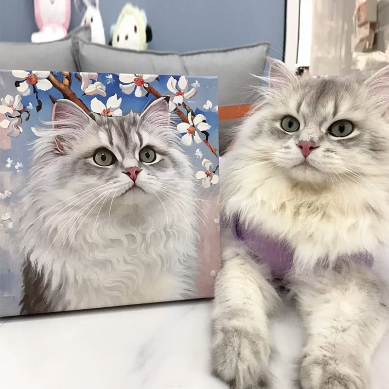 Hand-painted custom dog and cat portrait