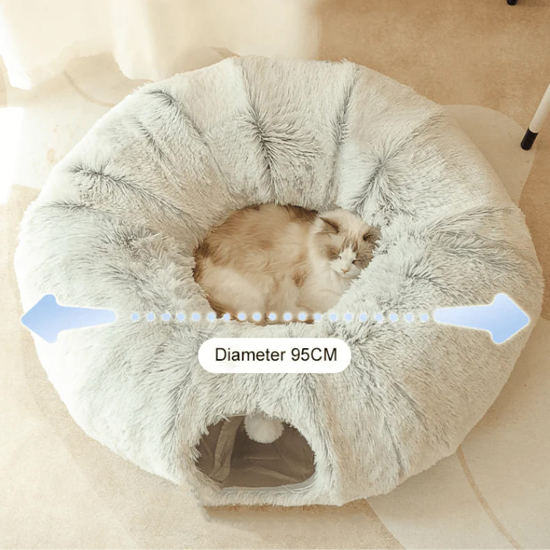 Warm Plush Foldable Cat Dog Tunnel Bed