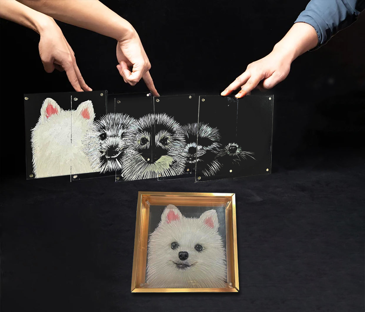 LuckyPet's Exquisite Hand-Painted Glass Pet Portraits: Custom Crafted for Cherished Memories