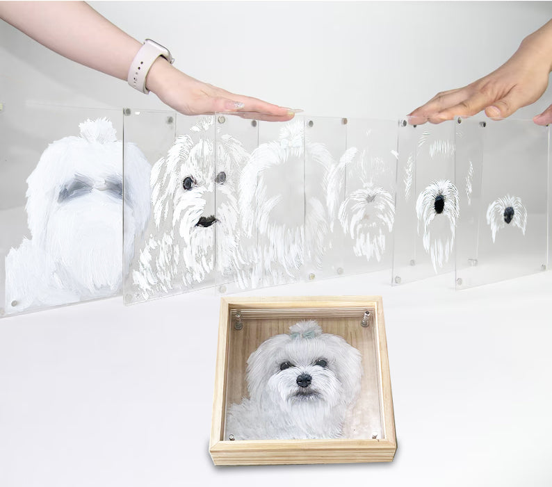 LuckyPet's Exquisite Hand-Painted Glass Pet Portraits: Custom Crafted for Cherished Memories