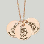 Custom pet portrait necklace featuring engraved dog or cat photo – Personalized pet jewelry gift in silver and gold