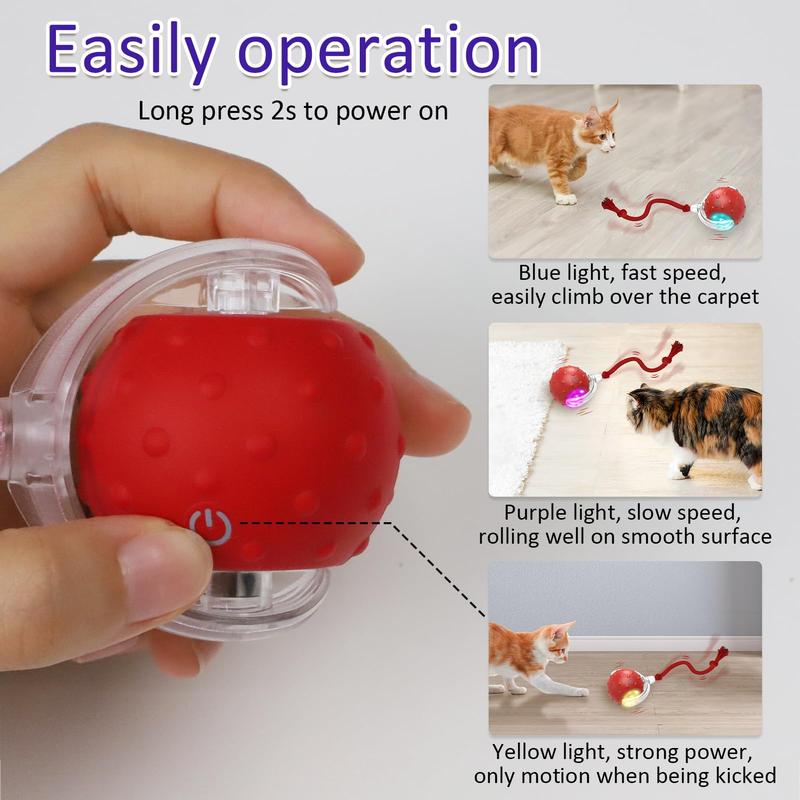 Interactive cat toy ball for indoor cats Fast rolling on carpet, chirping and motion activated cat toys , cat interactive toys, pet gifts.