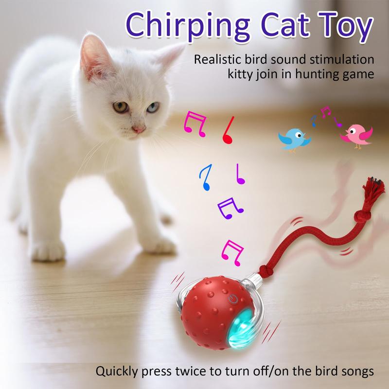 Interactive cat toy ball for indoor cats Fast rolling on carpet, chirping and motion activated cat toys , cat interactive toys, pet gifts.