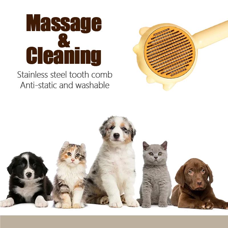 Self-Cleaning Cat Grooming Brush – Gentle Pet Hair Remover for Cats, Detangling Comb for Shedding and Grooming, Easy to Clean