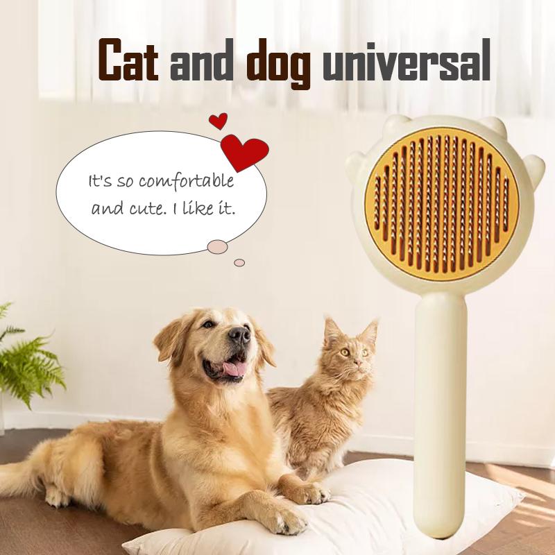 Self-Cleaning Cat Grooming Brush – Gentle Pet Hair Remover for Cats, Detangling Comb for Shedding and Grooming, Easy to Clean