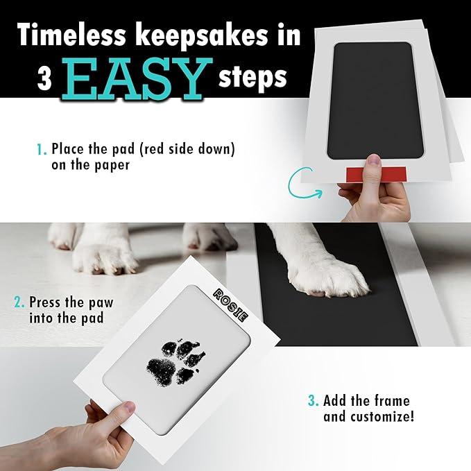 Custom Pet Paw Print Kit with Ink Pad and Frame – Safe, Mess-Free Pawprint Keepsake for Dogs, Cats, and Babies