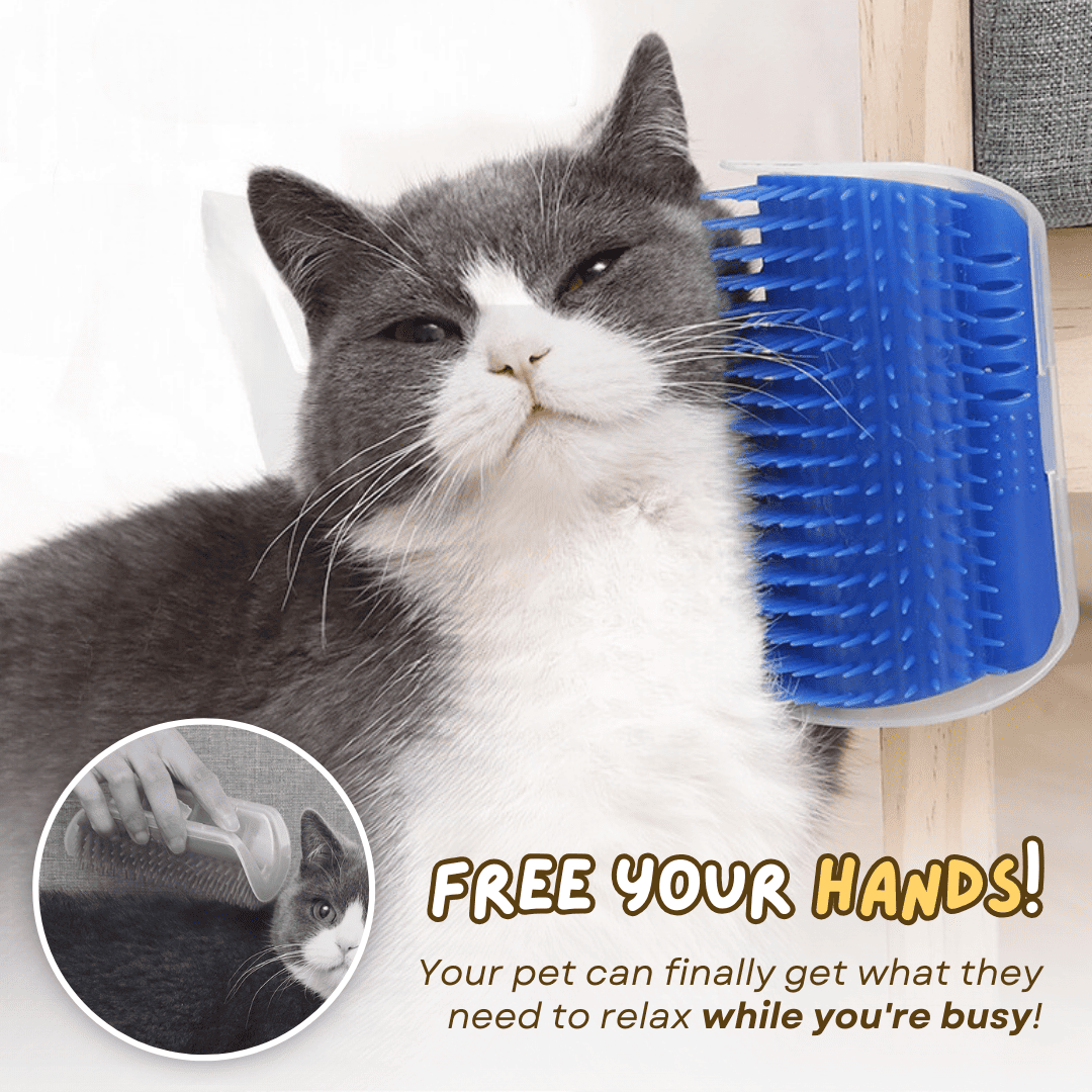 Cat Self Groomer Brush | Corner Scratcher & Massage Toy | Hair Removal Tool