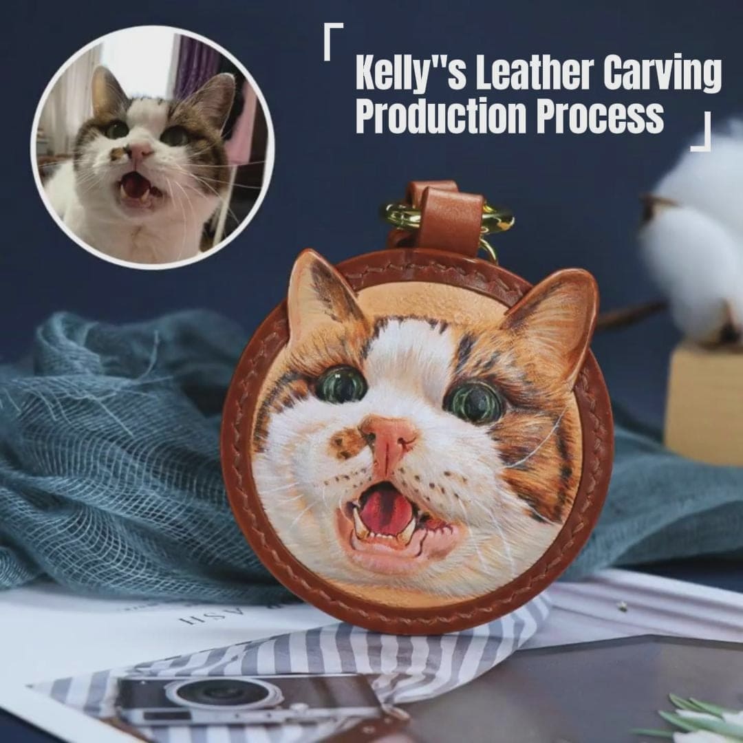 Custom Leather Pet Portrait - 1:1 Handmade Engraving Lucky Pet