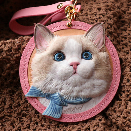 Custom Leather Pet Portrait - 1:1 Handmade Engraving Lucky Pet