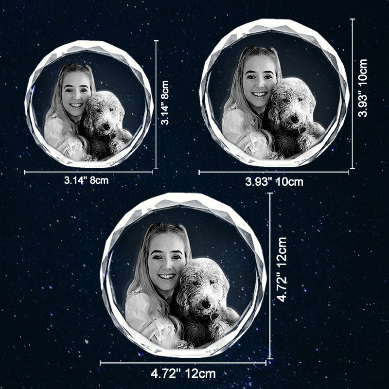 Custom Round Crystal Photo with Pet Portrait Personalized Laser Engraved Picture Gift