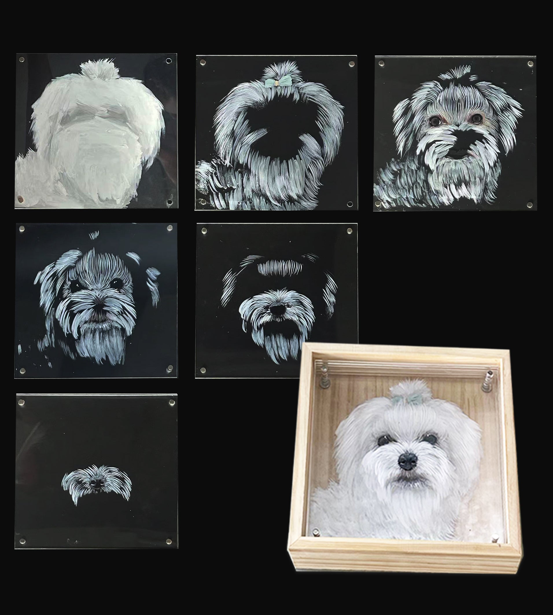 LuckyPet's Exquisite Hand-Painted Glass Pet Portraits: Custom Crafted for Cherished Memories