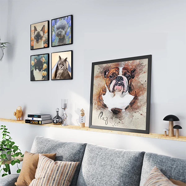 Hand-painted custom dog and cat portrait